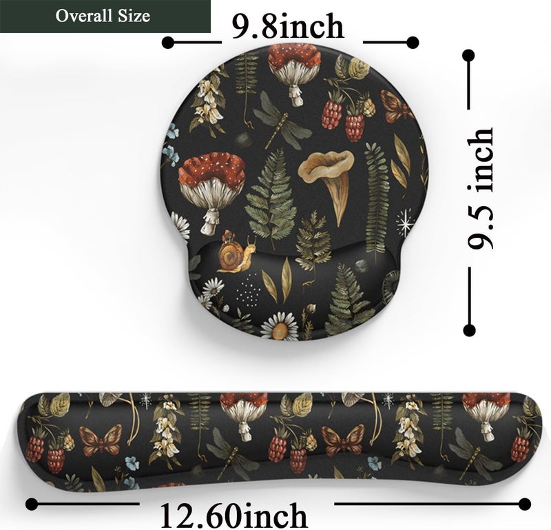 Mechanical Cattle Plant Mushroom Mouse Pad Black Aesthetic Ergonomic Desk Pad Wrist Support Keyboard Wrist Rest Set, Mouse Pad with Non-Slip Pu for Office Comfortable Mouse Wrist Rest for Easy Typing & Pain Relief. - Image 4